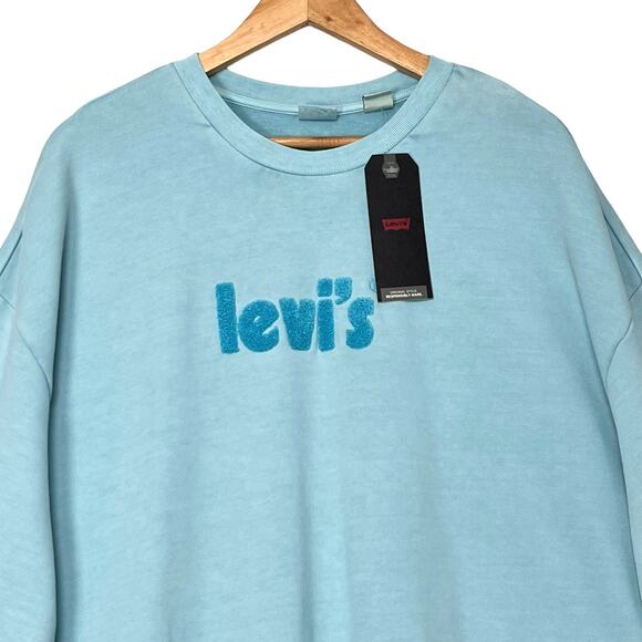 Levis Graphic Prism Crewneck Sweatshirt Sz S Angel Blue Oversized Pullover - Picture 3 of 11